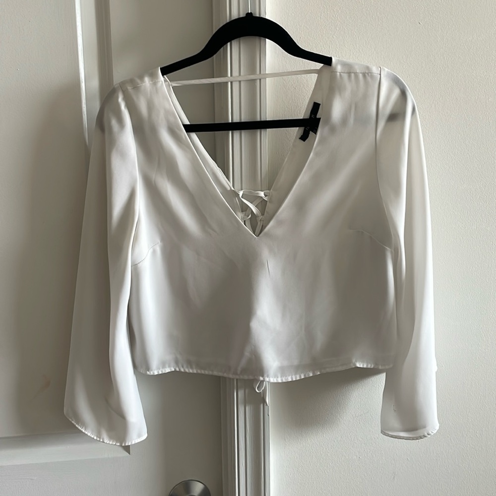 Forever 21 corset back white crop top